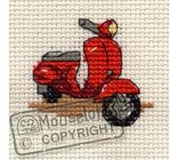 Mouseloft Mini Cross Stitch Kit - Red Scooter, Stitchlets Collection