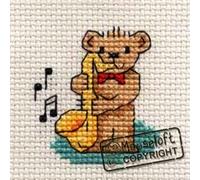 Mouseloft Mini Cross Stitch Kit - Saxophone Teddy, Stitchlets Collection