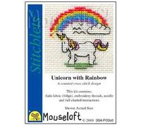 Mouseloft Mini Cross Stitch Kit - Unicorn With Rainbow, Stitchlets Collection