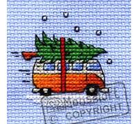 Mouseloft Mini Cross Stitch Kit - VW Camper Van Collecting Tree , Christmas Collection