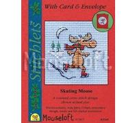 Mouseloft Skating Moose Christmas Card Mini Counted Cross Stitch Kit
