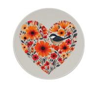 Mousemat Heart Shape Flowers With Bird Mousepad Non-Slip Rubber Base Mouse Mat Washable Desk Mat For Work Studying Gaming 20X20 Cm