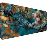 Mousepad 31.5x11.8x0.12 Inch Mousemat Monkey 8-A3LS2 | Soft Smooth Surface with Stitched Edges , Waterproof Smooth Surface Mousepad for Pc Gaming Office Accessories