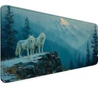 Mousepad 31.5x11.8x0.12 Inch Mousemat Wolf A-L64X2 | Soft Smooth Surface with Stitched Edges , Waterproof Smooth Surface Mousepad for Pc Gaming Office Accessories
