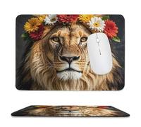 Mousepad 7.9"x9.4" Non-Slip Waterproof Gaming MouseMat for Wireless Mouse, Computers, Laptop, Office African Lion Wearing A Flower on Its Head