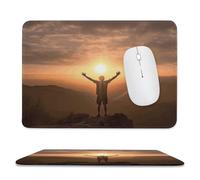 Mousepad 7.9"x9.4" Non-Slip Waterproof Gaming MouseMat for Wireless Mouse, Computers, Laptop, Office Man Raises His Arms