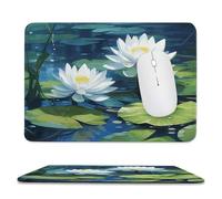 Mousepad 7.9"x9.4" Non-Slip Waterproof Gaming MouseMat for Wireless Mouse, Computers, Laptop, Office Watercolor of Water Lilies
