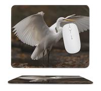Mousepad 9.8"x11.8" Non-Slip Waterproof Gaming MouseMat for Wireless Mouse, Computers, Laptop, Office Egret Spreads Its Wings