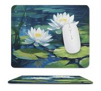 Mousepad 9.8"x11.8" Non-Slip Waterproof Gaming MouseMat for Wireless Mouse, Computers, Laptop, Office Watercolor of Water Lilies