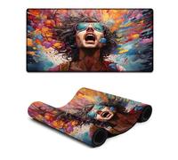 Mousepad Colorful Psychedelic Art Washable Mouse Mat 30x60cm Large Desk Mat Anti Fray Stitched Edges Non Slip Rubber Base Improved Precision And Speed