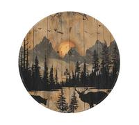 Mousepad Deer Bear Wood Rustic Treess Animals Sun Natural Mouse Pads
