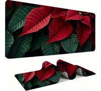 Mousepad Extended Gaming Mouse Pad, Desk Mat large for Office Accessories, Mouse with Stitched Edges Non-Slip Rubber Base Desk Pad Leaf Red Home Mouse Mat Decor Gifts for Men 700x300mm j0zj-300