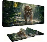 Mousepad Extended Gaming Mouse Pad, Desk Mat large for Office Accessories, Mouse with Stitched Edges Non-Slip Rubber Base Desk Pad Tiger Animal Home Mouse Mat Decor Gifts for Men 800x400mm j0zj-537
