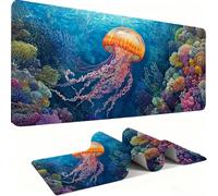 Mousepad Extended Gaming Mouse Pad, Desk Mat large for Office Accessories, Mouse with Stitched Edges Non-Slip Rubber Base Desk Pad Jellyfish Animal Home Mouse Mat Decor Gifts 700x300mm j0zj-48