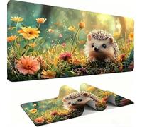 Mousepad Extended Gaming Mouse Pad, Desk Mat large for Office Accessories, Mouse with Stitched Edges Non-Slip Rubber Base Desk Pad Hedgehog Flower Mouse Mat Decor Gifts (150x80cm/59x31.5in) j0xk-978