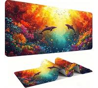 Mousepad Extended Gaming Mouse Pad, Desk Mat large for Office Accessories, Mouse with Stitched Edges Non-Slip Rubber Base Desk Pad Dolphin Moon Mouse Mat Decor Gifts (120x60cm/47.2x23.6in) j0xk-807