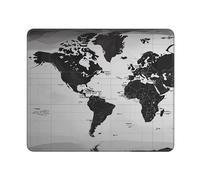 Mousepad for Man Woman Non-Slip Mousemat Laptop Mousepads for Wireless Black and White World map Small Mousemats Keyboard Mat with Anti-Slip Rubber Base Gaming Desk Pad for Home