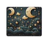 Mousepad for Man Woman Non-Slip Mousemat Laptop Mousepads for Wireless Chic Moon Star Pattern Small Mousemats Keyboard Mat with Anti-Slip Rubber Base Gaming Desk Pad for Home