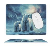 MousePad for Man Woman Non-slip MouseMat Polar Bears Northern Lights MousePads for Wireless Mouses Gaming Desk Pad with Anti-Slip Rubber Base Keyboard Mat for Home 10 X 8in
