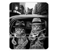 Mousepad Funny Cat Gangster Mafia Style Vintage Car Scene Hilarious Animal Humor Design Unique Mobster Aesthetic Desk Accessory Cool Retro Noir Computer Mouse pad Novelty Gaming Mouse Mat Office