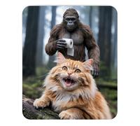 Mousepad Funny Cat with Bigfoot Toilet Paper Scene Hilarious Animal Meme Design Unique Sasquatch Humor Desk Accessory Cool Forest Style Computer Mouse pad Novelty Gaming Mouse Mat Creative