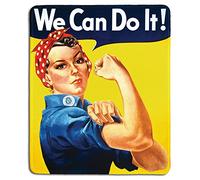 Mousepad - Natural Rubber Mouse Pad with Famous Classic Vintage Poster Rosie The Riveter We Can Do It - Stitched Edges - 11.8" x 9.8"