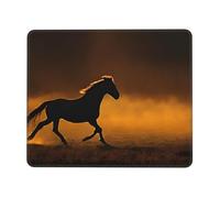 Mousepad Print Fun Cute Non-Slip Waterproof Mouse-pad for Laptop Computer Mousepad for Home Office Desk Accessories/Decor, Black Horses Red Glowing Clouds