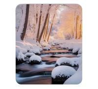 Mousepad Snowy Forest with River at Dawn Image Winter Quiet for Office Decoration Natural Inspirational Mouse Pad Mouse Pad Landscape Relaxing Montanist Mouse Mat