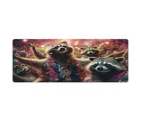 Mousepad Starry Night Raccoon Washable Mouse Mat 30x80cm Large Desk Mat Soft Smooth Surface And Anti Slip Rubber Base Waterproof Soft Cloth