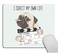 Mousepads Cute Pug Design Mousepad Non-Slip Rubber Gaming Mouse Pad Rectangle Mouse Pads Pug Dog with Director Slate - I Direct My Own Life