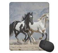 Mouses Pad 25x30 CM Mouses Mat Desk Pad Black and White Horses Running MousePads for Man Woman Computer Mousemats with Non-slip Rubber Base Keyboard Mat for Work