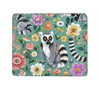 Mouses Pad 7.9 x 9.5 in Mouses Mat Desk Pad Animals Lemur Flowers Pattern MousePads for Man Woman Computer Mousemat with Non-slip Rubber Base Keyboard Mat for Work
