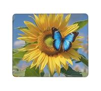 Mouses Pad 7 x 8.6 in Mouses Mat Desk Pad Sunflower Blue Butterfly MousePads for Man Woman Computer Mousemat with Non-slip Rubber Base Keyboard Mat for Work