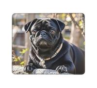 Mouses Pad 8.3 x 10.3 in Mouses Mat Desk Pad Cute Black Pug Dog MousePads for Man Woman Computer Mousemat with Non-slip Rubber Base Keyboard Mat for Work