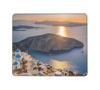 Mouses Pad 8.3 x 10.3 in Mouses Mat Desk Pad Greece Island Sunset Landscape MousePads for Man Woman Computer Mousemat with Non-slip Rubber Base Keyboard Mat for Work