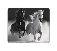 Mouses Pad Black and White Horses Running Mouses Mat Anti-Slip MousePads with Rubber Base Computer Wireless Keyboard Mat Gaming MouseMat Desk Pad for Home Man Woman