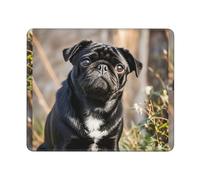 Mouses Pad Cute Black Pug Dog Mouses Mat Anti-Slip MousePads with Rubber Base Computer Wireless Keyboard Mat Gaming MouseMat Desk Pad for Home Man Woman