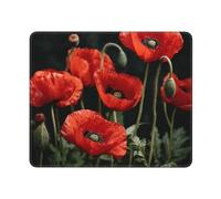 Mouses Pad Red Poppy Flowers Leaves Mouses Mat Anti-Slip MousePads with Rubber Base Computer Wireless Keyboard Mat Gaming MouseMat Desk Pad for Home Man Woman
