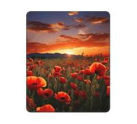 Mouses Pad Washable Non-Slip Mouses Mat Red Poppy Flower Field In Sunset Mousepad Laptop Gaming Desk Pad Mousemat For Man Woman Desktop Protector Mat For Office Home Work