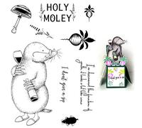 Mouses Stamps for Card Making Mushrooms Carrot Cleare Stamps for DIY Scrapbooking Holy Moley,I don't give a slip Words Phrase Transparent Silicone Seal Stamping Stamps for Paper Crafting Arts Crafts