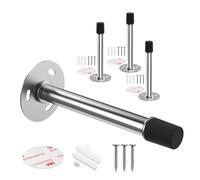 Mousike Door Stoppers for Wall,Door Stoppers for Bottom of Door,Wall Protetor from Door Knobs,with Soft Rubber Tip Protect Wall & Doo(Sliver 4Pack)