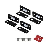Mousike Magnetischer Türverschluss Ultradünne Schrankmagnete Edelstahl Schubladenmagnetverschluss für Schiebetürverschluss Küchenschrank Schrank Schrankschließer (4 Pack, Black)