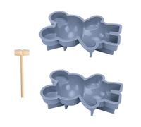 Mousse Cake Bear Chocolate Silicone Molds, 2Pcs 3D Breakable Bear Chocolate Mold with Hammer for Valentines Day Smash Bears, Dessert Baking,Jello, Big Gummy Bear, Birthday Candy Molds