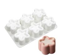 Mousse Cake Mold - Silicone 6 Cavity Heart Star Floral Shapes | Non-Stick Release Pastry Tray Chocolate Candy Frozen Desserts | Candle C