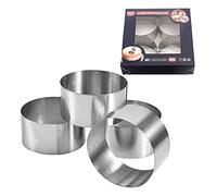 JUHONNZ Mousse Ring,4 Pcs Stainless Steel Cooking Rings Round Cheesecake Moulds Mini Baking Rings Non Stick Cake Flan Rings Tin for Crumpet, Pastry, Pancake, 8x8x4cm