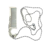Moustache Comb Necklace for Men Stainless Steel Chain by Death Grip | Dual-Sided Comb | Fine & Wide Teeth | Precise Moustache Styling | Durable | Compact, Travel-Friendly | Facial Hair Care