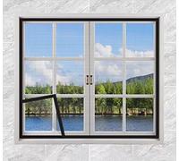 Moustiquaire Pour Fenêtre - 75 x 150 cm - Montage Sans Perçage - Transparent, LLHJUNUK, Noir Velcro Gris Filet, 100 * 200cm