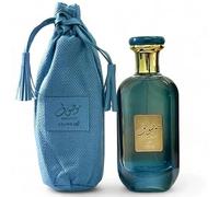Mousuf Azure Eau de Parfum 100ml, Mens Womens Long Lasting Fragrance Elegant Oriental Woody Scent with Fresh Aquatic Notes - Glass Bottle, Teal Blue, Gold Cap, Includes Matching Fabric Bag
