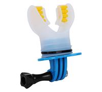 Mouth Bite Mount for Action Camera Comfortable Hands-Free for Surfing Diving Kayaking, Floaty and Lanyard Included (Blue)