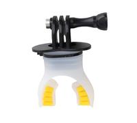 Mouth Bite Mount for Action Camera with Ergonomic Design for Surfing and Skating - Includes Floaty and Neck Lanyard (Black)
